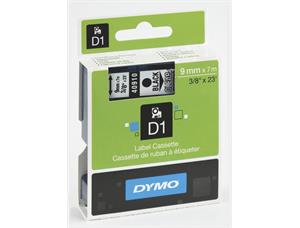 Tape DYMO D1 9 mm x 7 m sort på klar 